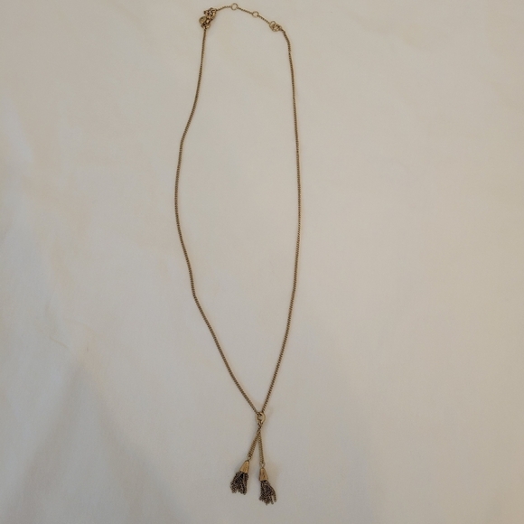 J. Crew Gold Tone Tassel Necklace with extension 25" - Picture 3 of 6